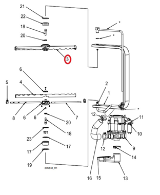 Kompletne ramię płuczące do zmywarki WD 4S, kod prod. WD28553.01 – Wexiodisk